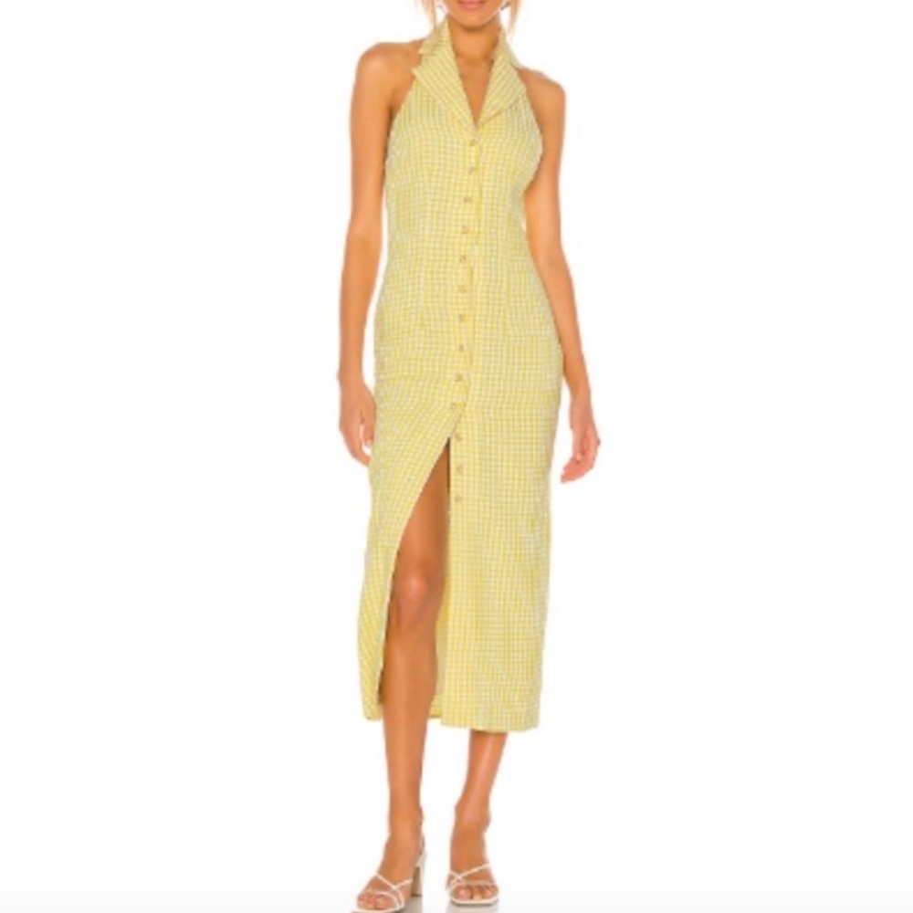 NWT Song of Style Celia yellow gingham maxi dress - Picture 3 of 13